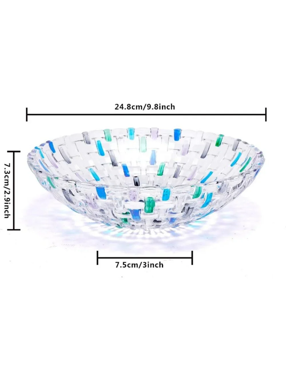 Hand Painted Blue Woven Glass Crystal Bowl - Decorative Centerpiece for Home